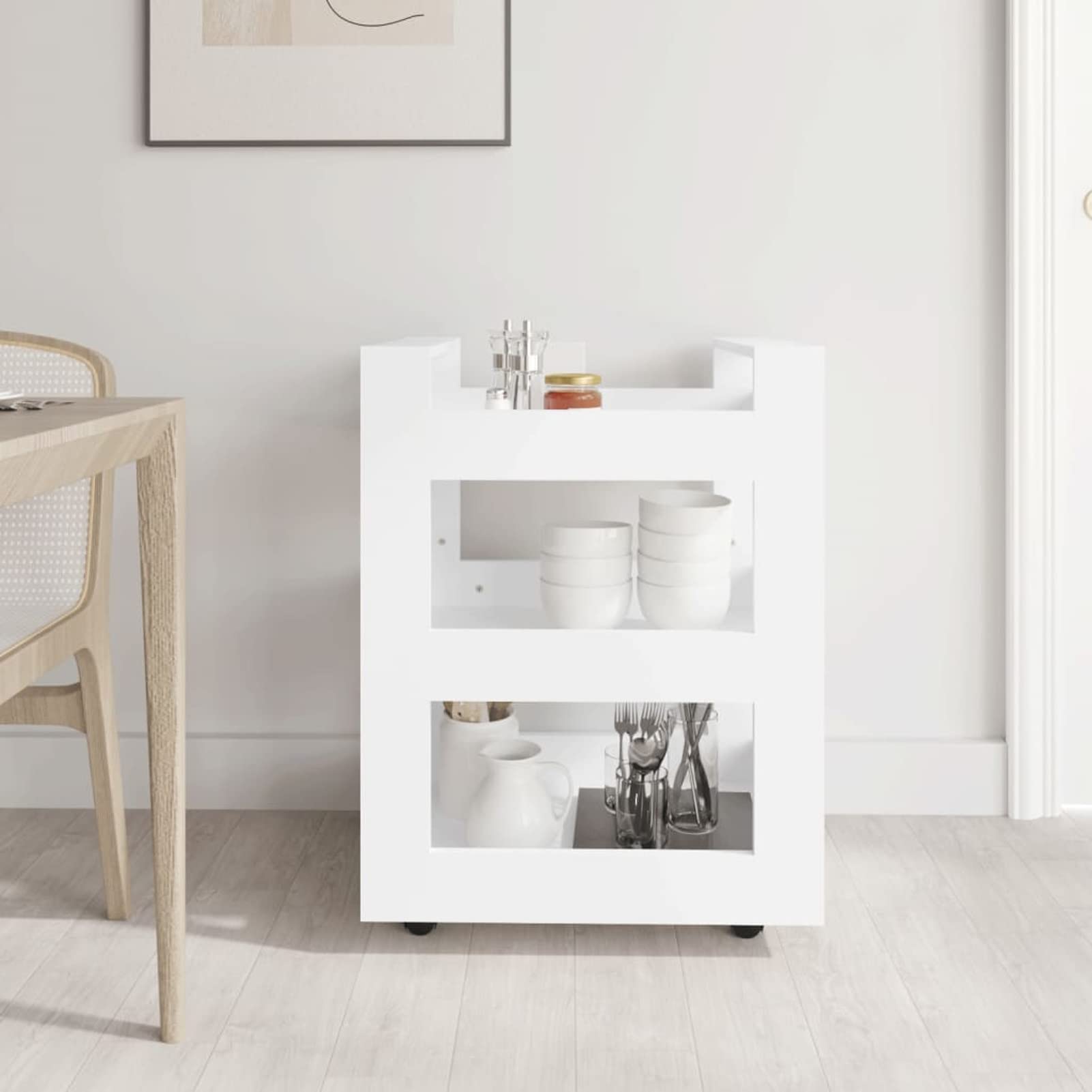 ZEYUAN Carrito de Cocina Madera contrachapada Blanco 60x45x80 cm, Carro De La Compra, Carrito Auxiliar, Almacenaje Cocina, Carro De Herramientas, Utensilios Cocina 816816