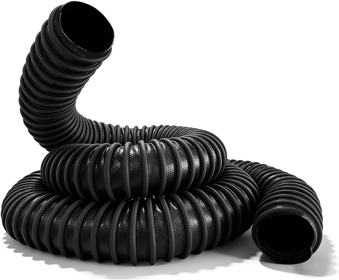 Car Exhaust Hose for Garage - 2.5" ID x 11' Heavy Duty, EPDM Rubber Automotive Tailpipe Vent Pipe, 600°F Heat Resistant & Crush-Proof, Spliceable Car Exhaust Extension for Auto Shop Overhead