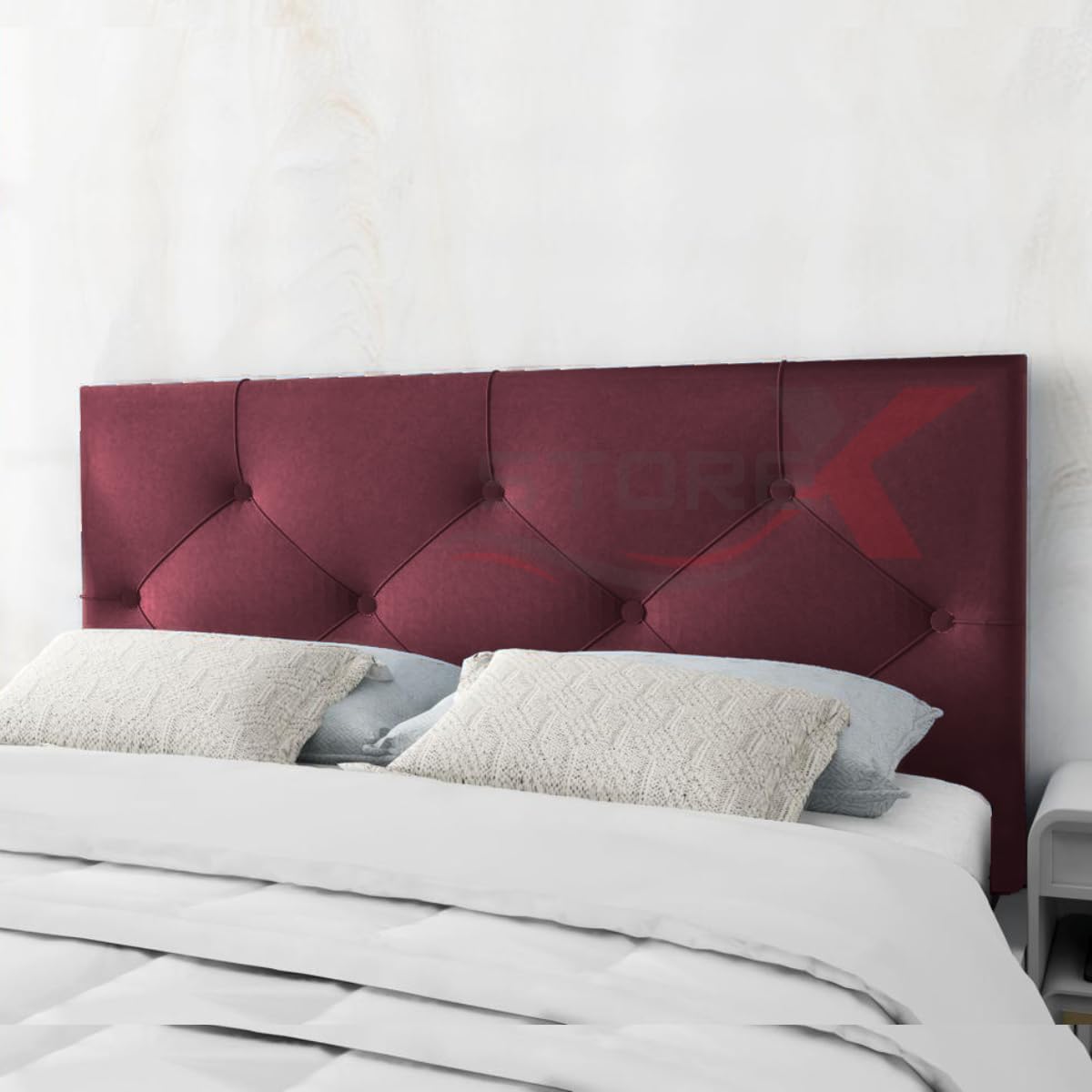STOREX 24 inch Plush Fabric Padded Headboard For Devan Bed Bedroom Furniture Size 2Ft 6Inch/ 3Ft/ 4 Ft/ 4Ft 6Inch/ 5Ft /6Ft -24 Inch Height (WINE, 4FT 6 inch Double)