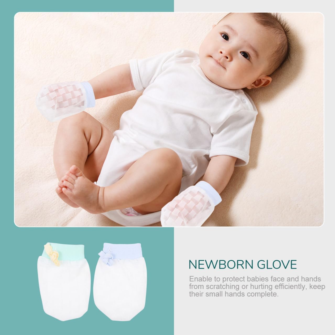 CALLARON 2 Pairs Ice Silk Mittens Protective Gloves for Boy Girl Comfortable Scratch Design Spring Summer Use