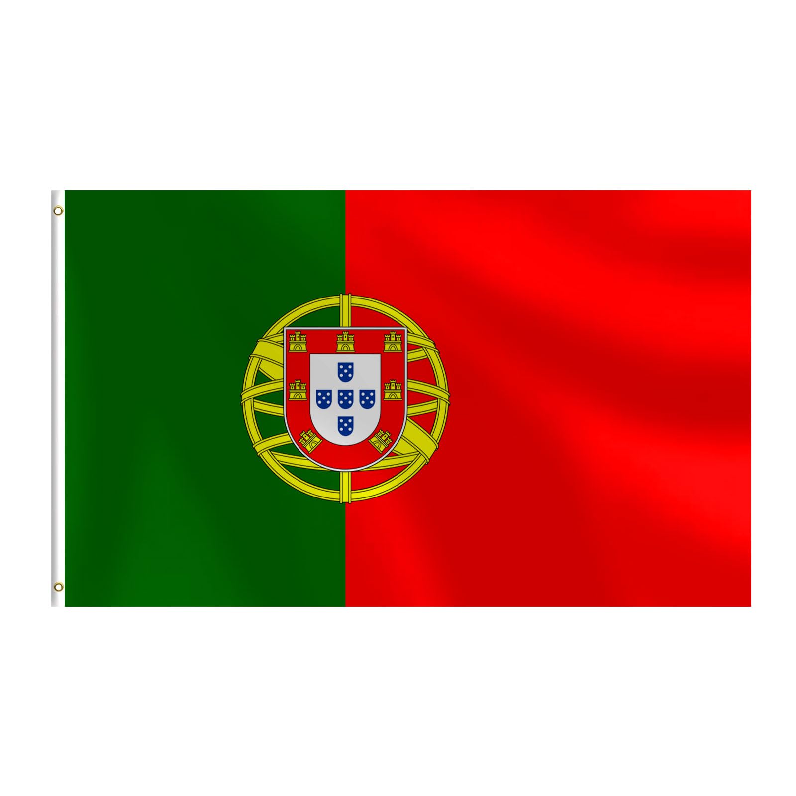 Portugal Flag 3x5 FT Heavy Duty Portuguese Flag Double Stitched Vivid Color Fade Proof Outdoor Decor With Brass Grommets(Portugal)