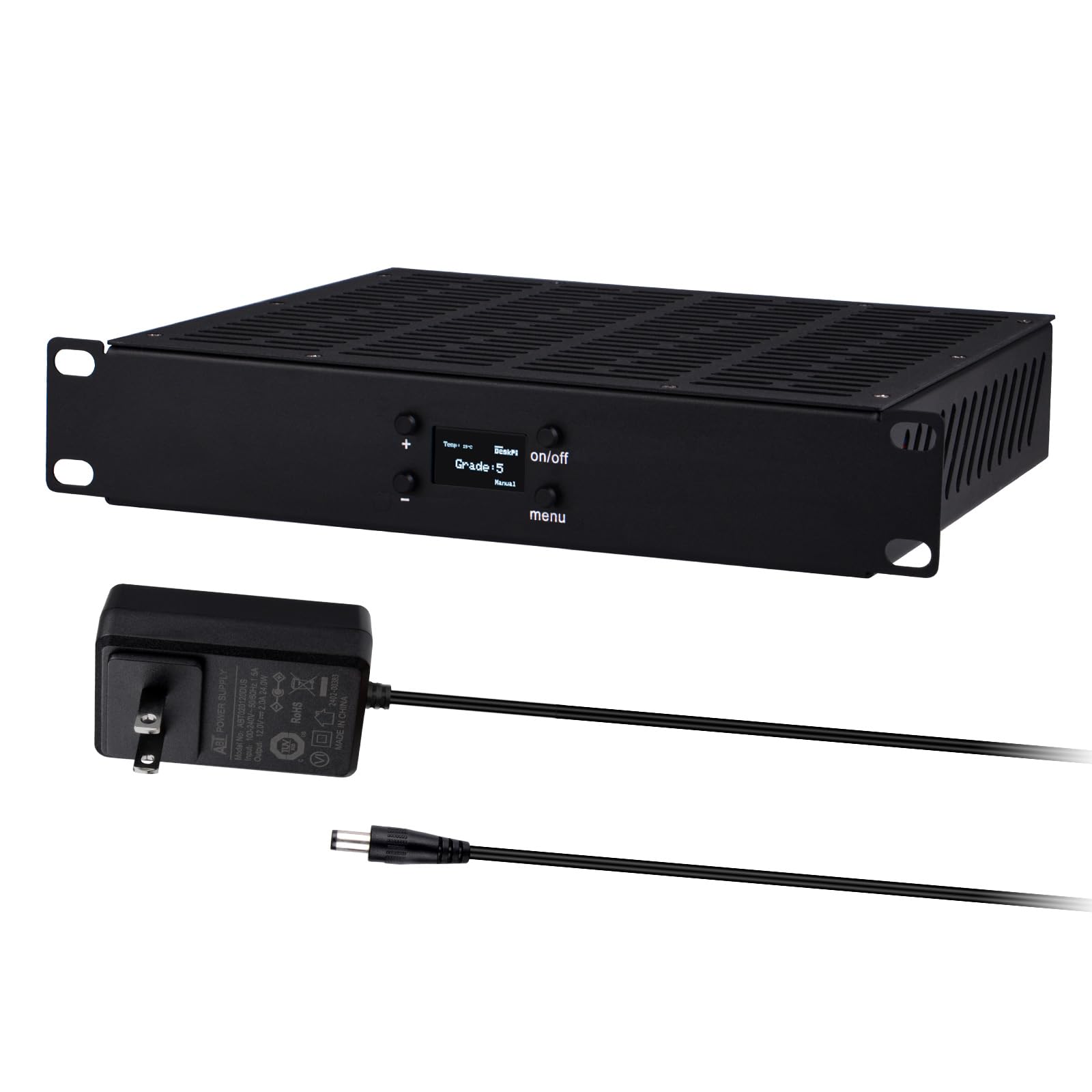 GeeekPi 10-Zoll 1U Rackmontage-Kühl-Lüftertray mit 12V 2A Netzteil