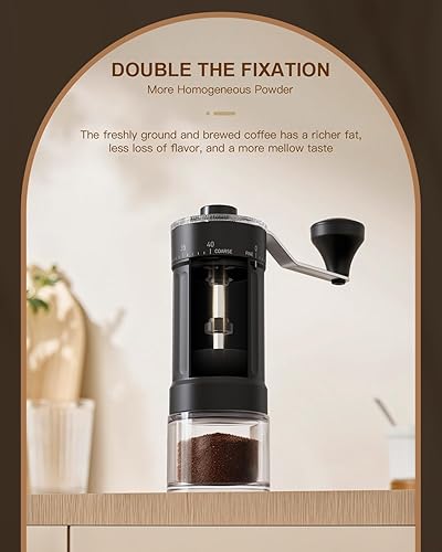 Miniatura 7 de CIRCLE JOY Molinillo de café manual con 40 niveles de ajuste externo y rebabas de cerámica, juego de molinillo de café portátil de mano con gotero