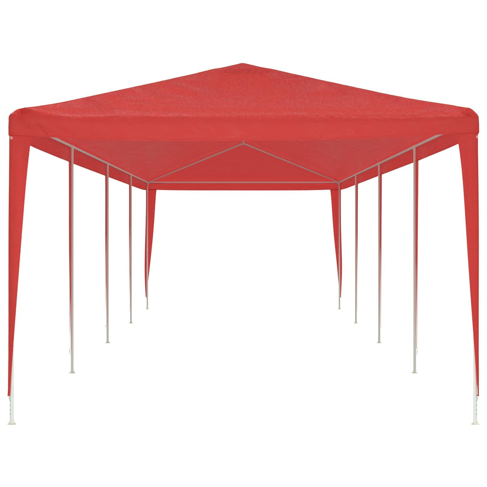 Quoril Tente de fête rouge - 1200 x 300 x 255 cm - PE et acier - 1200 x 300 x 255 cm - Dimensions : 1200 x 300 x 255 cm - Lattes en métal - Cadre pliable - Pour jardin, balcon