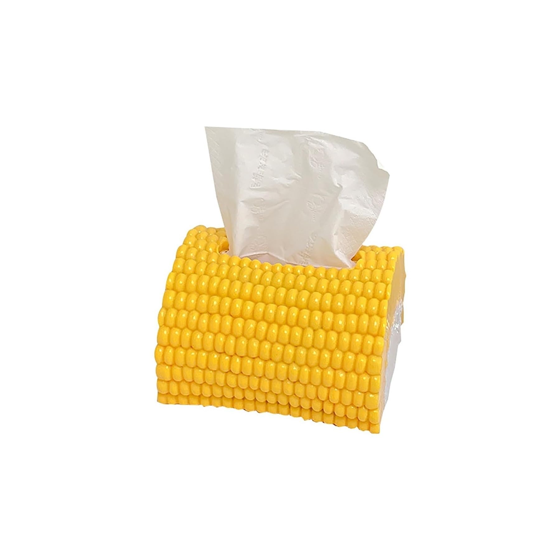Tissue Vessel dekoracyjny dozownik chusteczek w kształcie kukurydzy. Urocze żółte pudełko do przechowywania z motywem kukurydzy must-have do pokoju gościnnego
