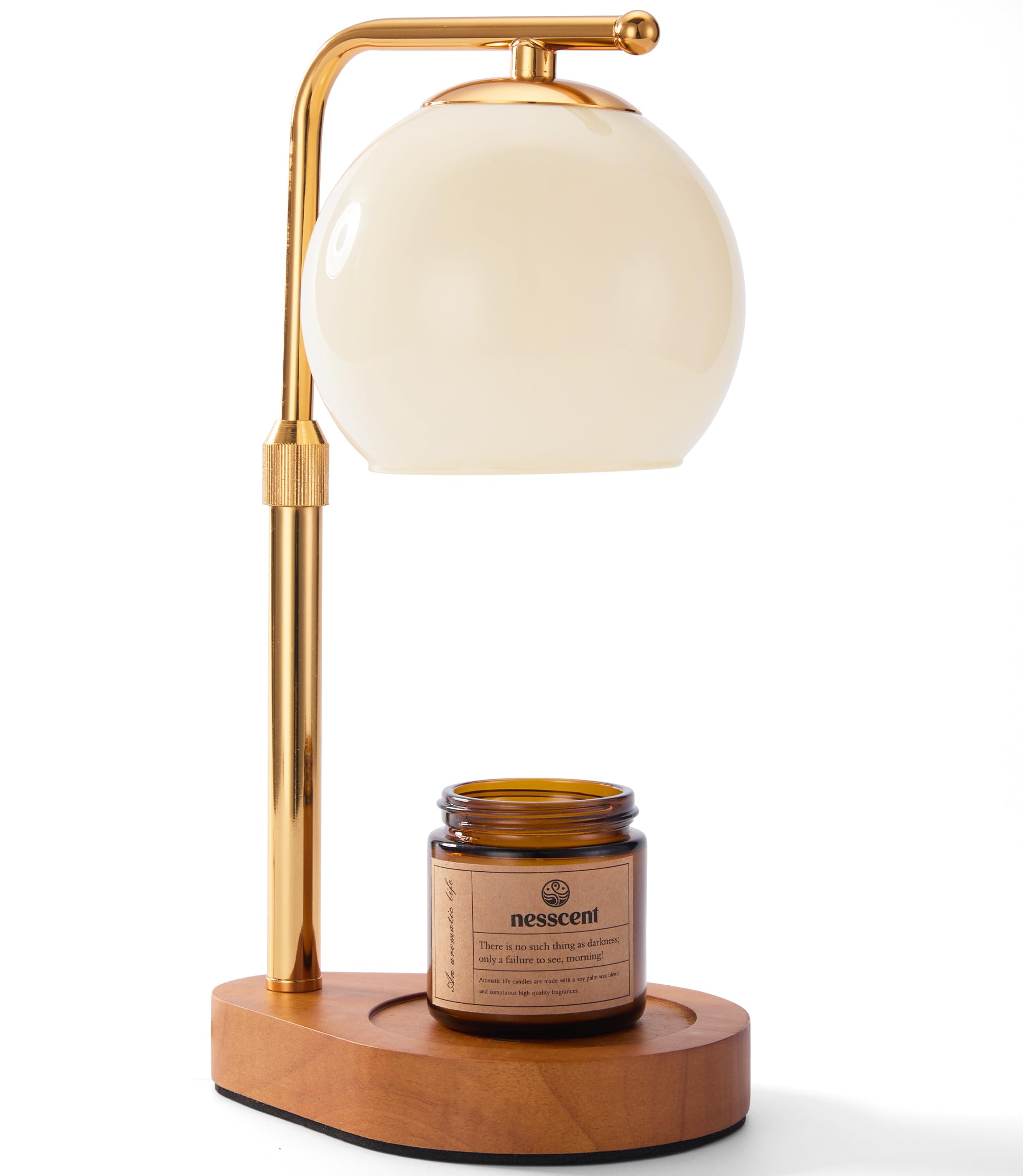 Photo 1 of **missing ball for around bulb**Nesscent Ivory Glass Candle Warmer Lamp Adjustable Height with Timer 2 4 8H Modern Wax Melt Warmer with Dimmer Wood Base Includes Candle and Bulbs Elegant Home Decor