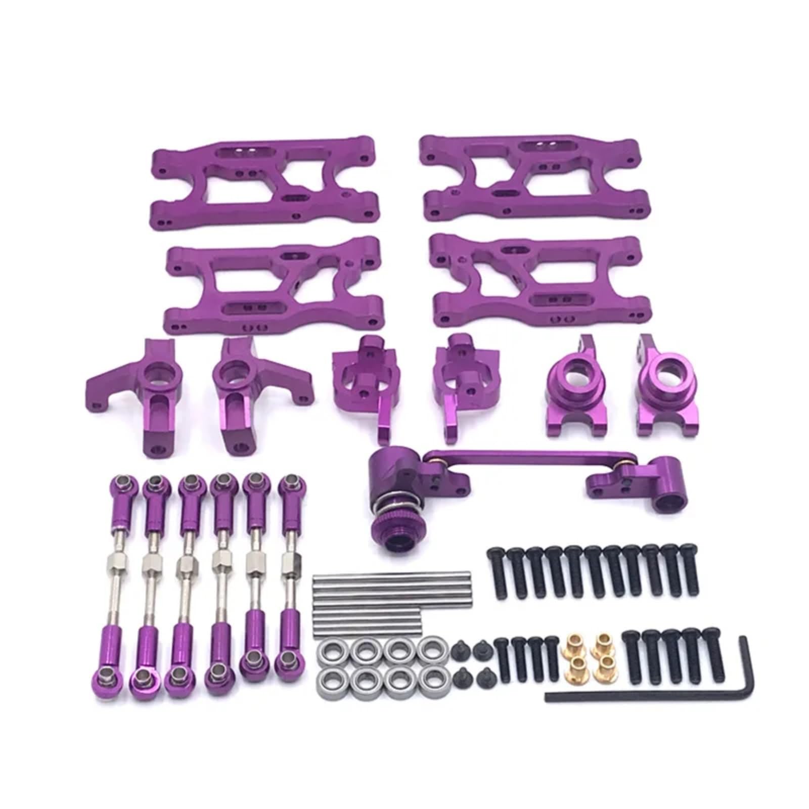 RC Car DIY Parts For WLtoys 14400001-02 124019 For Rlaarlo 1/12 AMX-12 For LC 1/14 Metal Tie Rods Steering Cups For Swing Arms Set RC Car Part(Purple)