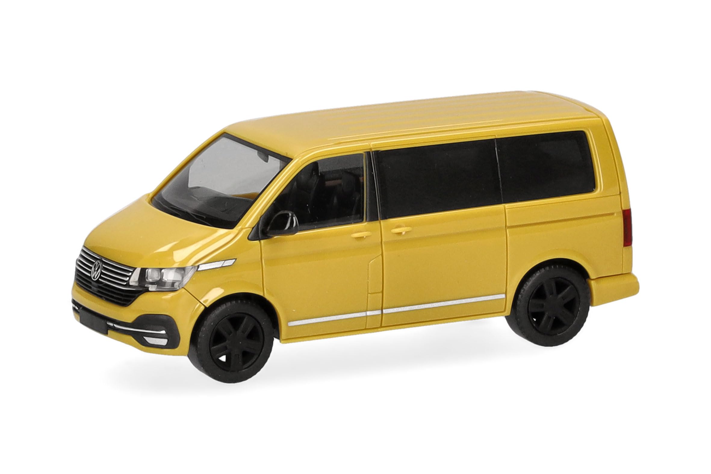 Herpa car model VW T6.1 Caravelle, Grape Yellow, on a scale of 1:87, plastic miniature, made in Germany, model building, collectors edition