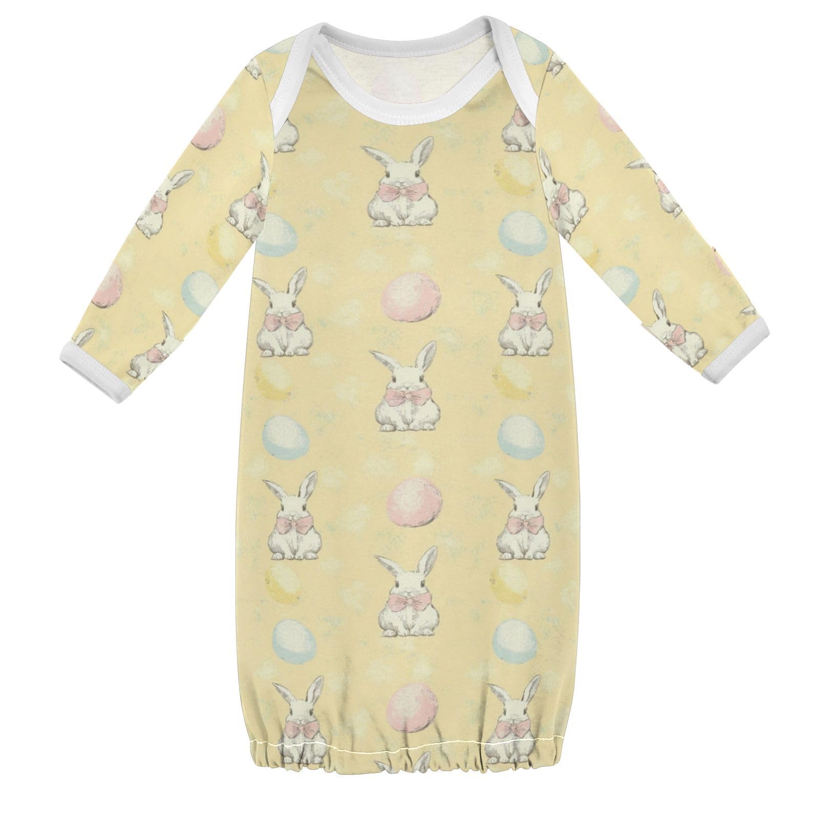 vvfelixl Baby Sleeper Gown for Newborn Boy Girls Easter Bunny with Bow Infant Nightgown for 0-3 Months Multicolor