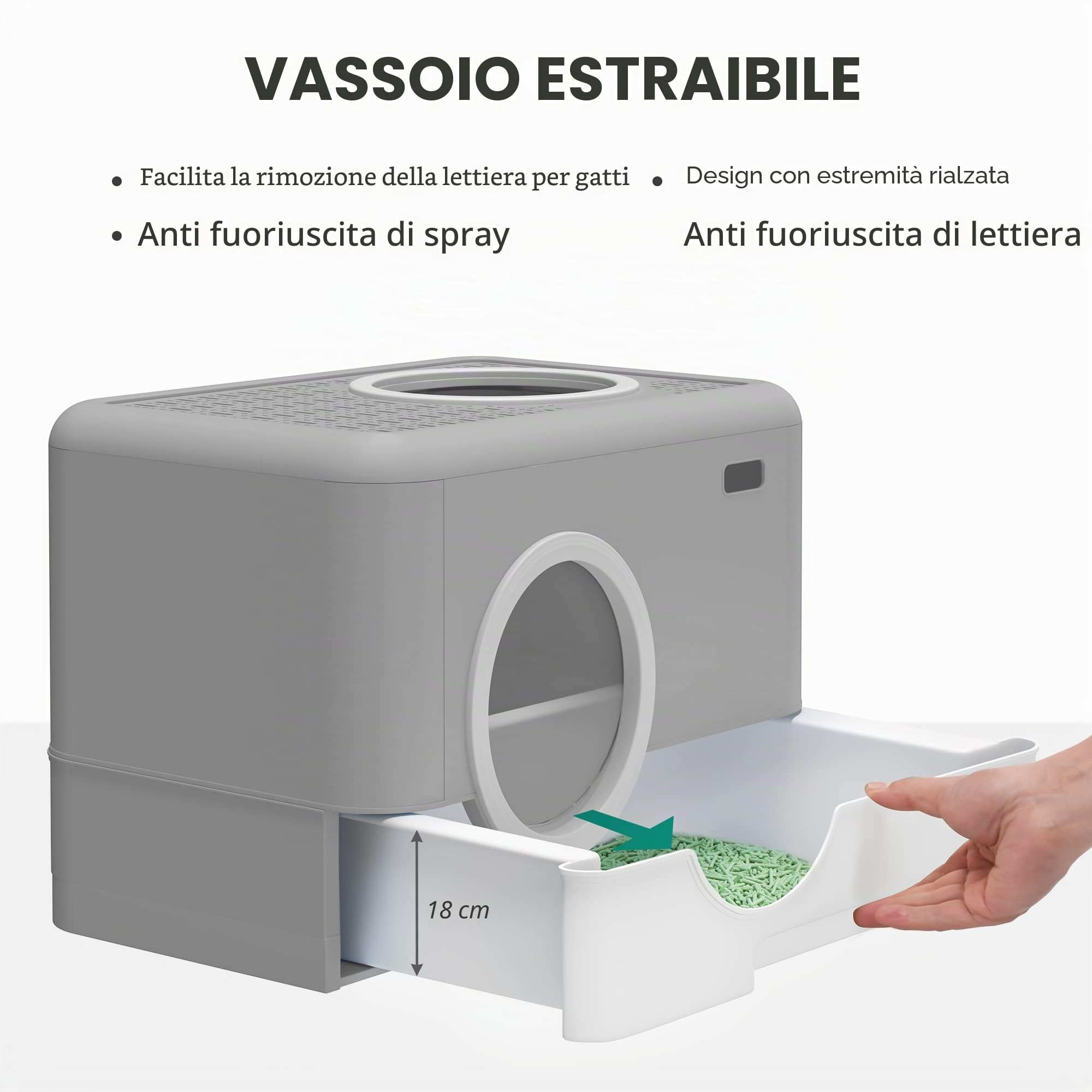 YITAHOME Grande lettiera per gatti chiusa con coperchio, con cappuccio, inodore, anti-spruzzi, con cassetto, paletta per ingresso anteriore, porta di uscita superiore, facile da installare e pulire