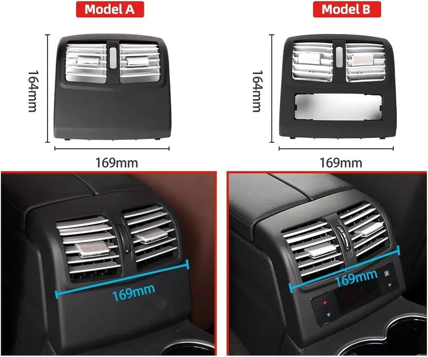 Fit For Benz W212 Car Rear Conditioning Air Vent Grille Outlet Panel Cover E Class E200 E260 E300 E320 E400 2128300101(Model A Black)