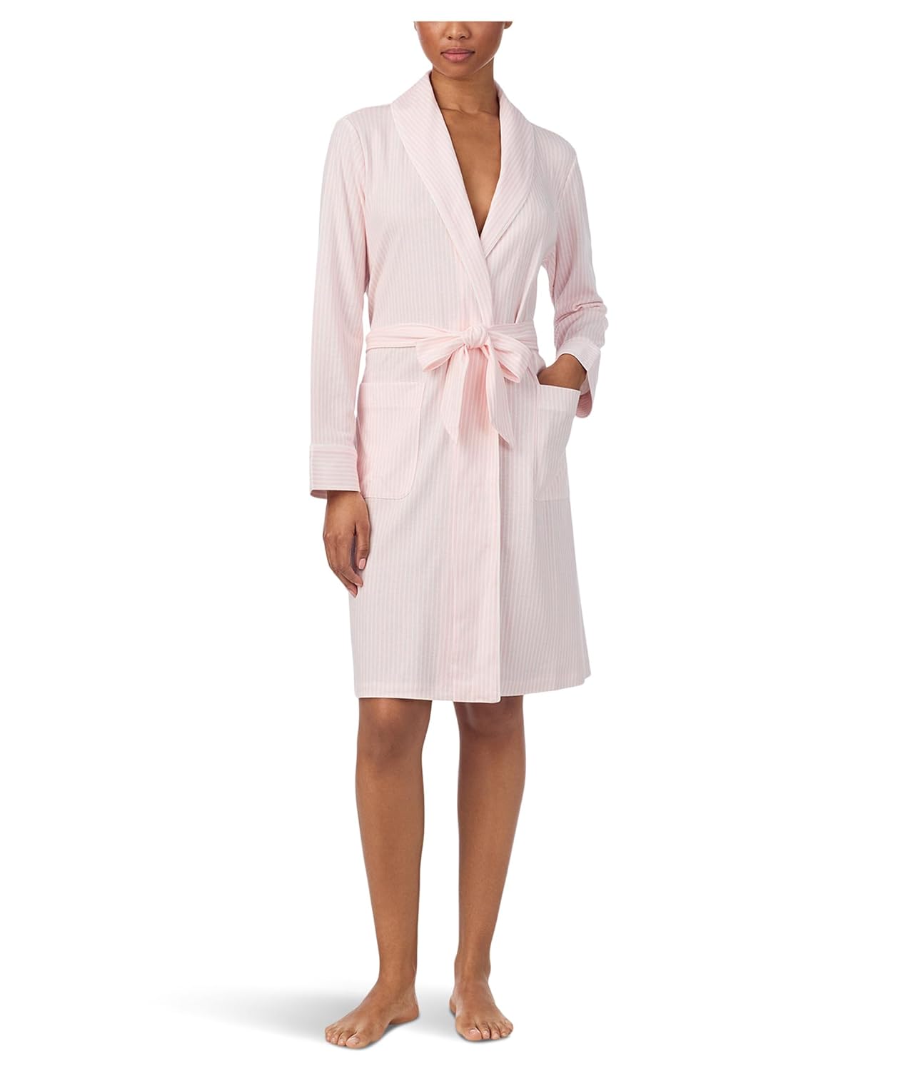 Lauren Ralph Lauren Womens Interlock Robes Pink Stripe X-Large