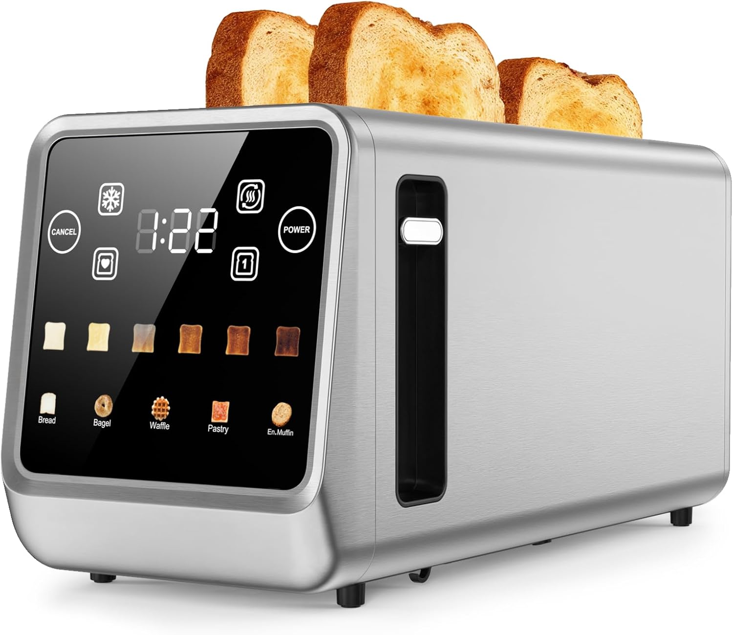 Smart 4 Slice Long Slot Toaster with Digital Touchscreen– Stainless Steel Toaster, 6 Shade Settings, Defrost, Reheat & Single-Slice Modes, 1-Touch Memory for Quick Morning Prep