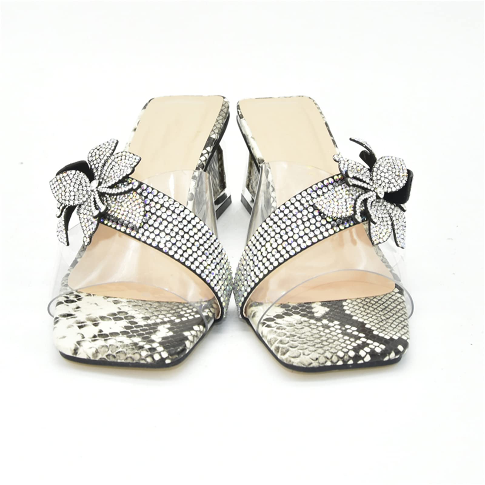 MOGSA Pantuflas de verano para mujer, talla grande, zapatos de boda, zapatos de vestir para fiesta, sandalias de tacón alto