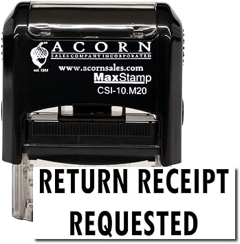 Cargo Stamp - Red Ink Self-Inking Return Receipt Requested Stamp, Ideal for Shipping Coordinators, Efficient and Reliable, 1/2 x 1-1/2, Ideal for Streamlining Shipping Processes, Refillable Stamp