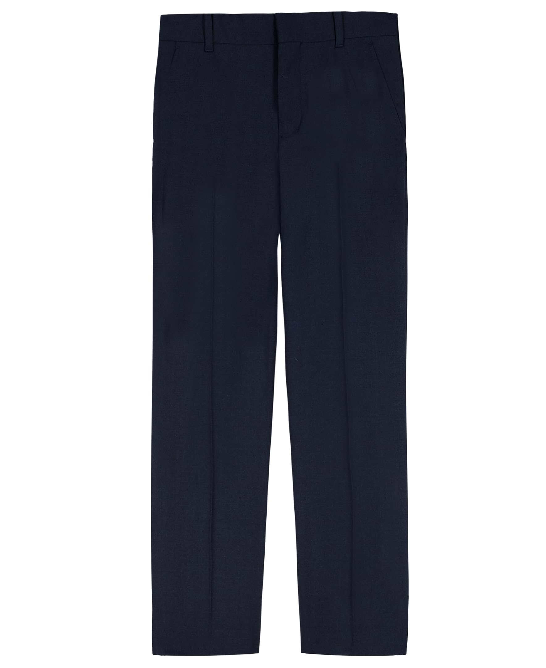 Boys' Flat-Front Dress Pant, Straight Leg Fit, Zip Fly & Belt Loops, Side & Back Pockets