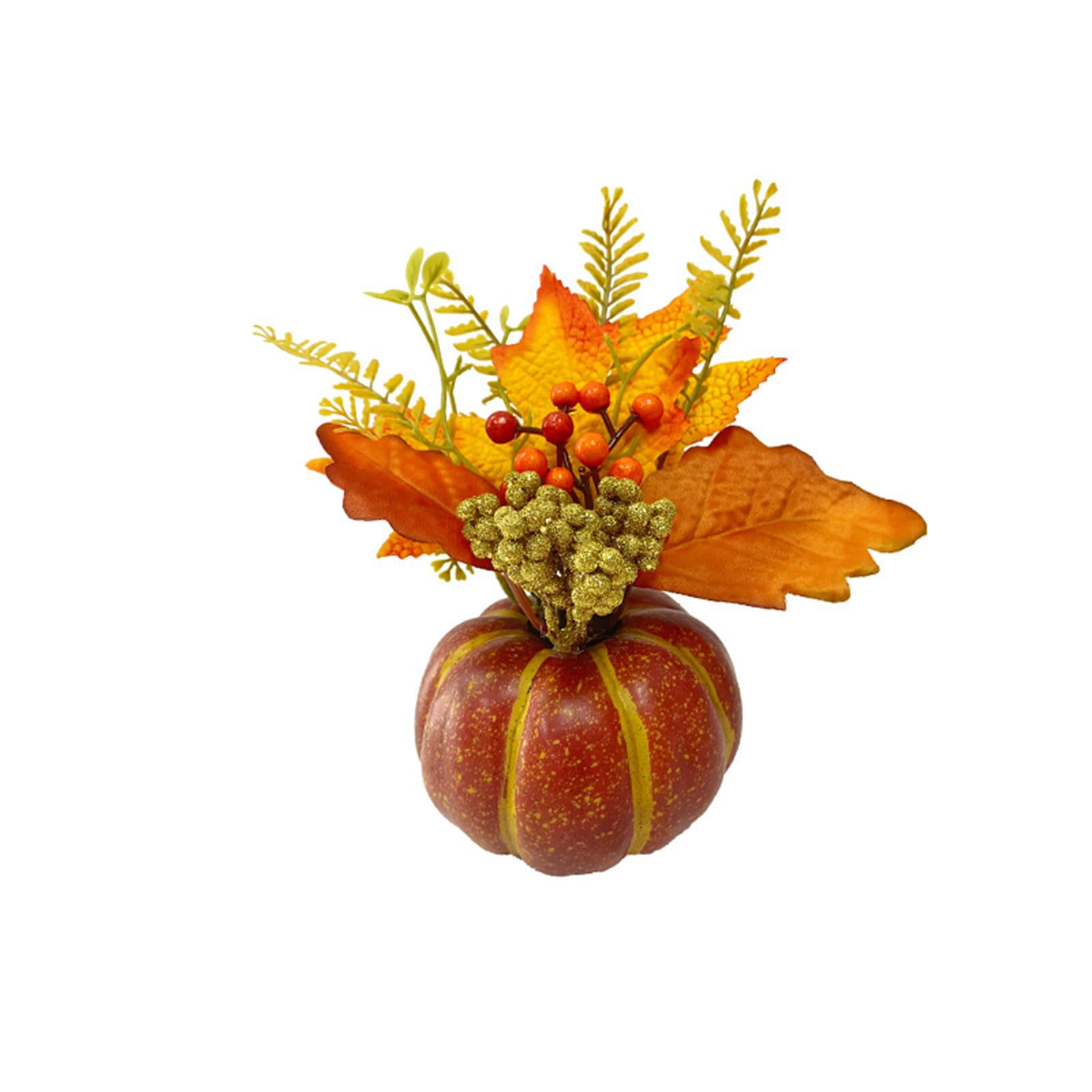 Elnwnnkc Pumpkin Sculpture for Vehicle Dashboard Table TV-Cabin Select Shop Display Cool Pumpkin with Leaves Figurines Leaves Party Supplies
