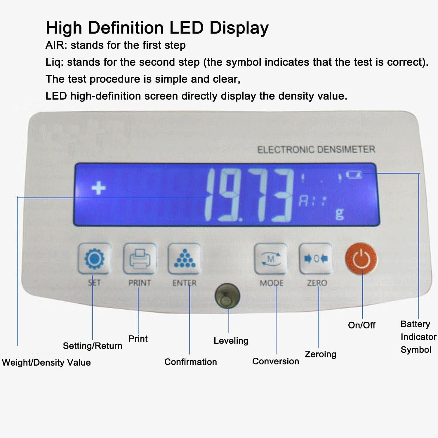 Densimetro solido ad alta precisione, 0,001 g/cm3, tester di densità digitale 300 g, display LCD, per test di densità di granuli di gomma plastica