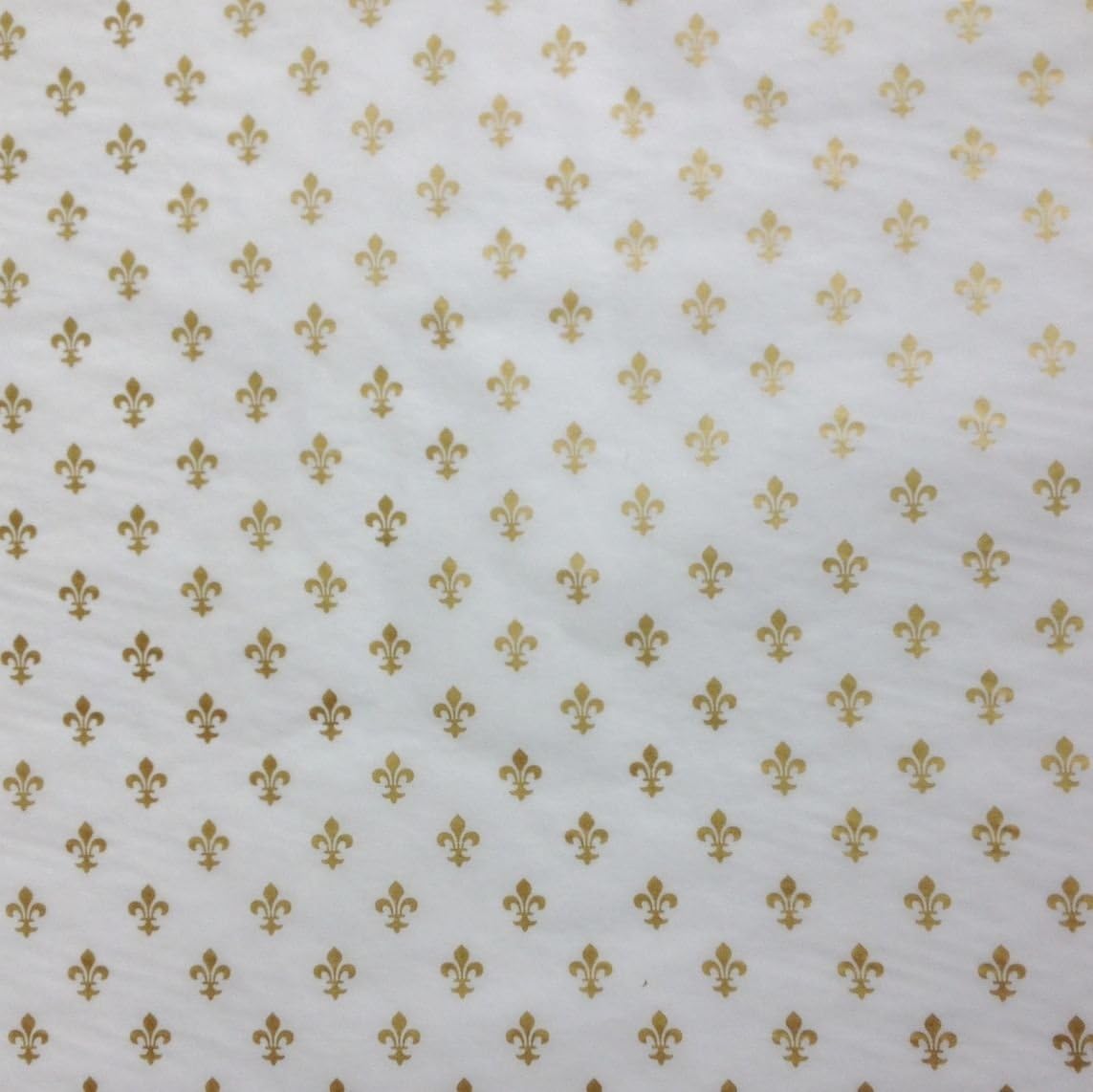 Gift Wrap Tissue - Gold Fleur de Lis Symbols on White Tissue Paper (30 Ct)