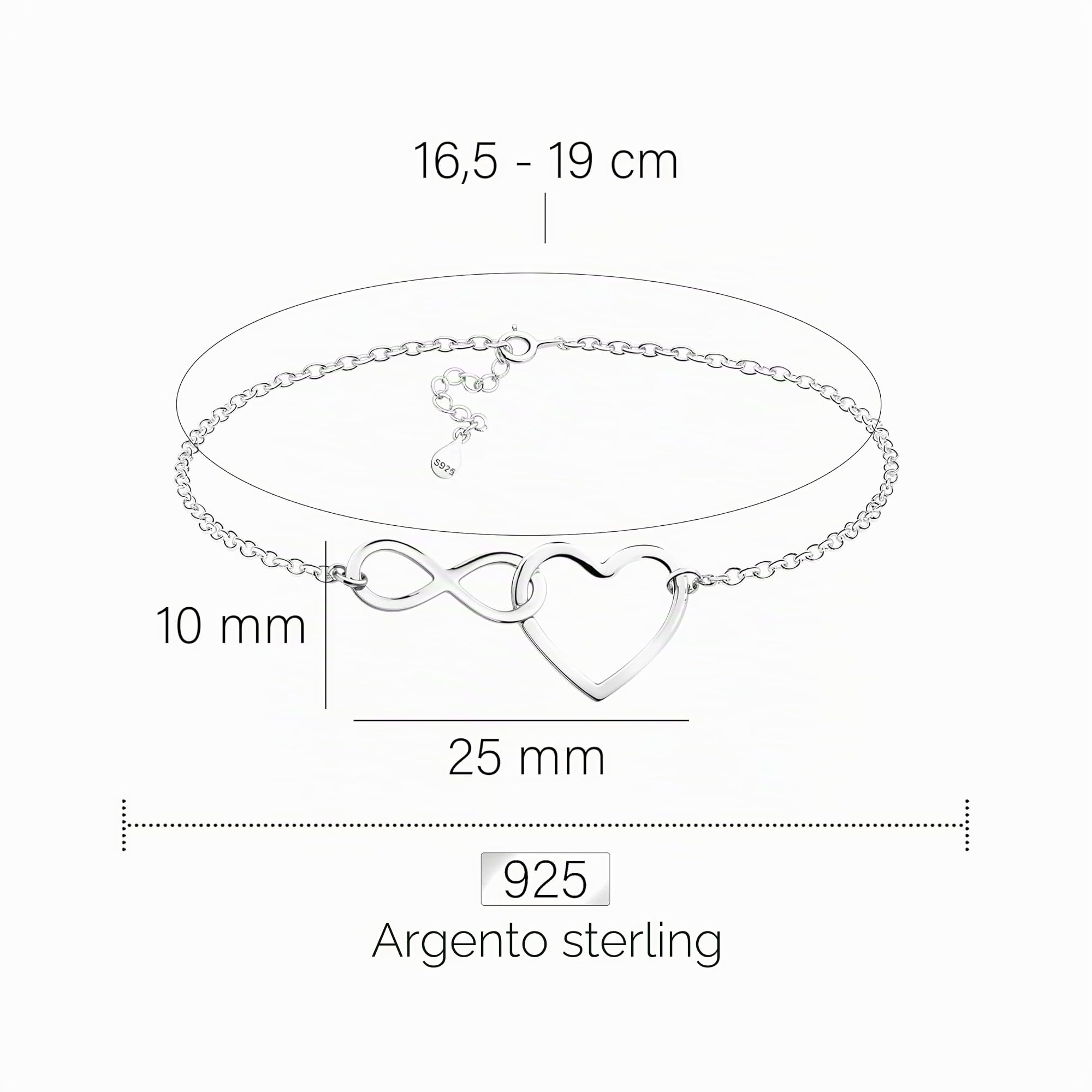 Sofia Milani - Bracciale da Donna in Argento 925 - Ciondolo a Cuore Infinito