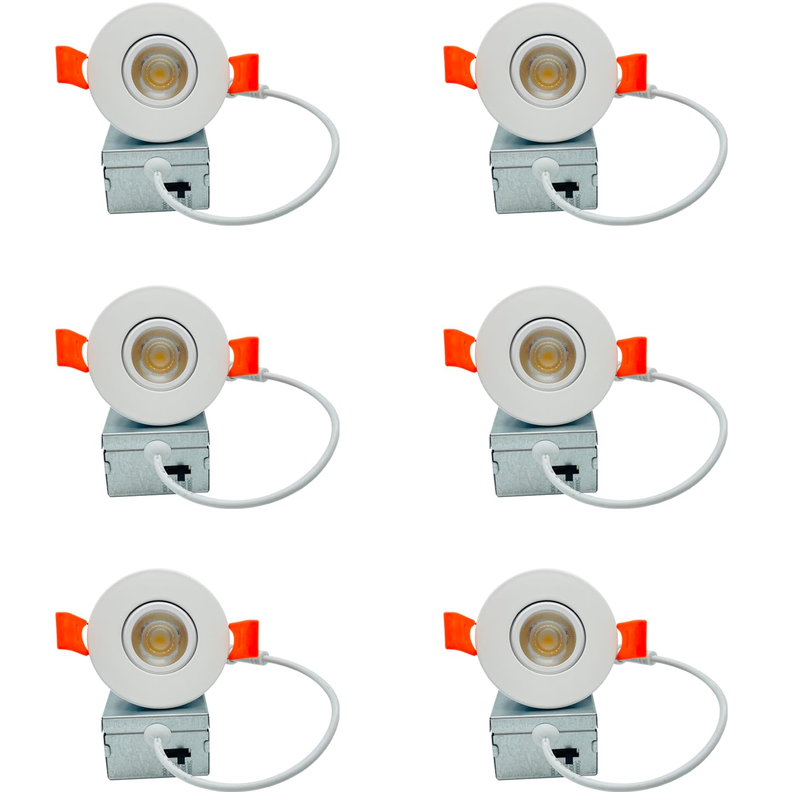 2 inch 5CCT LED Gimbal Led Recessed Light with Junction Box, 40° Beam Angle and 30° Tilted smoothly Eyeball Light, 120V Triac Dimmable, 2.7K/3K/3.5K/4K/5K, CRI>90, 750LM, 10W UL Listed 6PACK