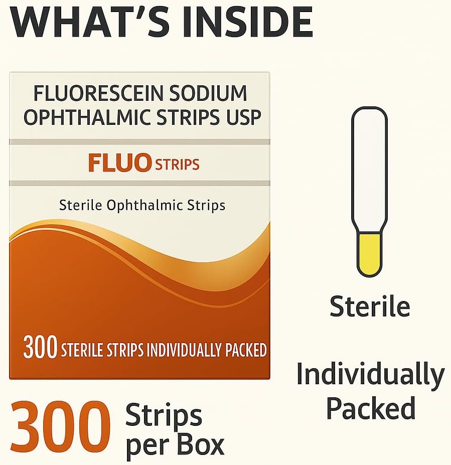 Ophthalmic Fluoro Touch Strips - 1200 Strips -(4 x 300=1200 Count)
