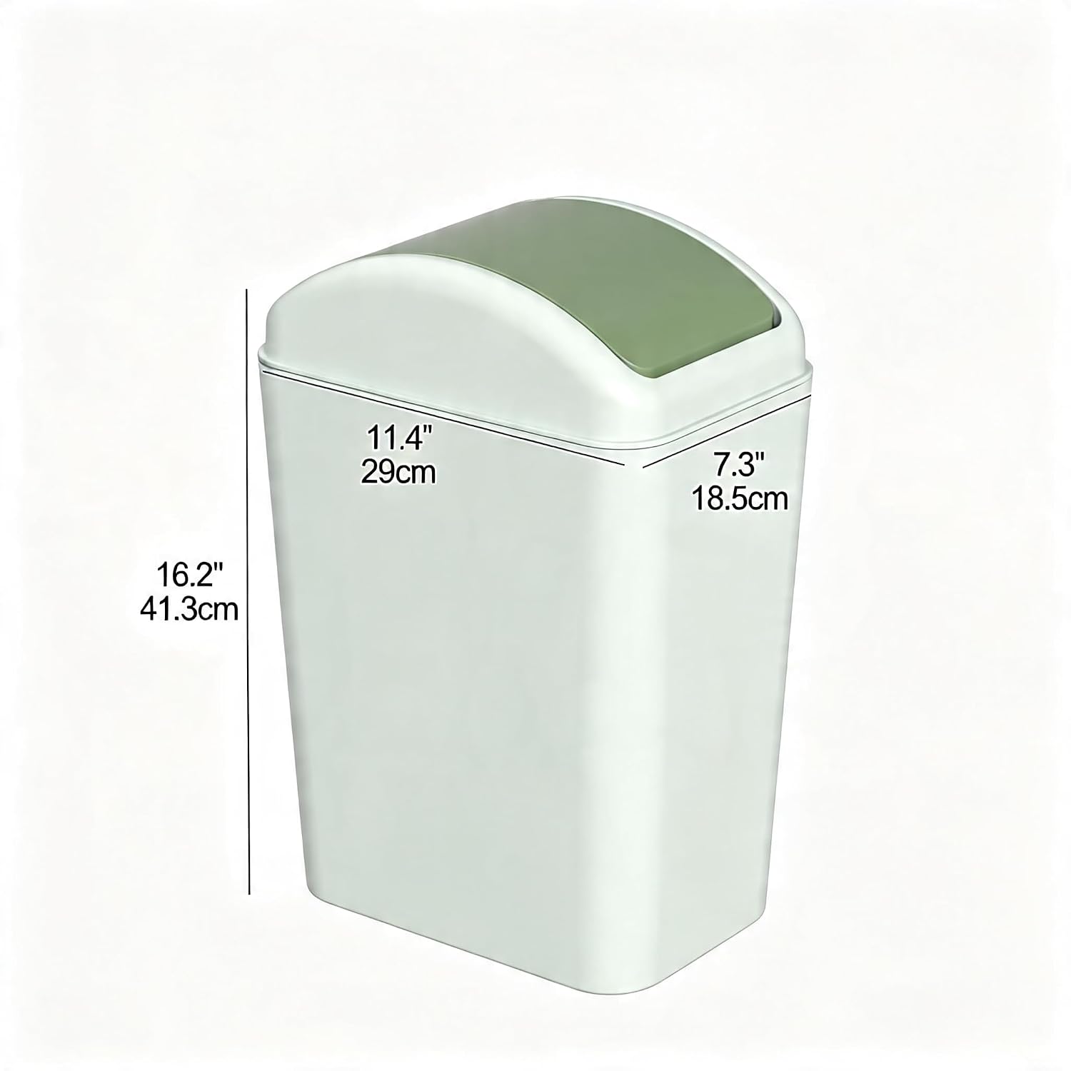 4.5 Gallon Plastic Swing Lid Trash Can, Slim Swing Top Garbage Bin, Green