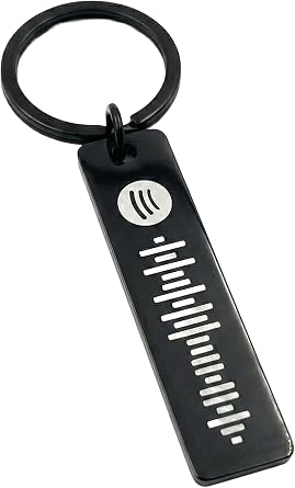 Personalized Spotify Code Keychain   SS Scannable Music Keyring   Custom Song Engraved Bar Keychain for Couples, Men, Women   Birthday, Anniversary & Valentine s Day Gift Black, Gold, Rose Gold
