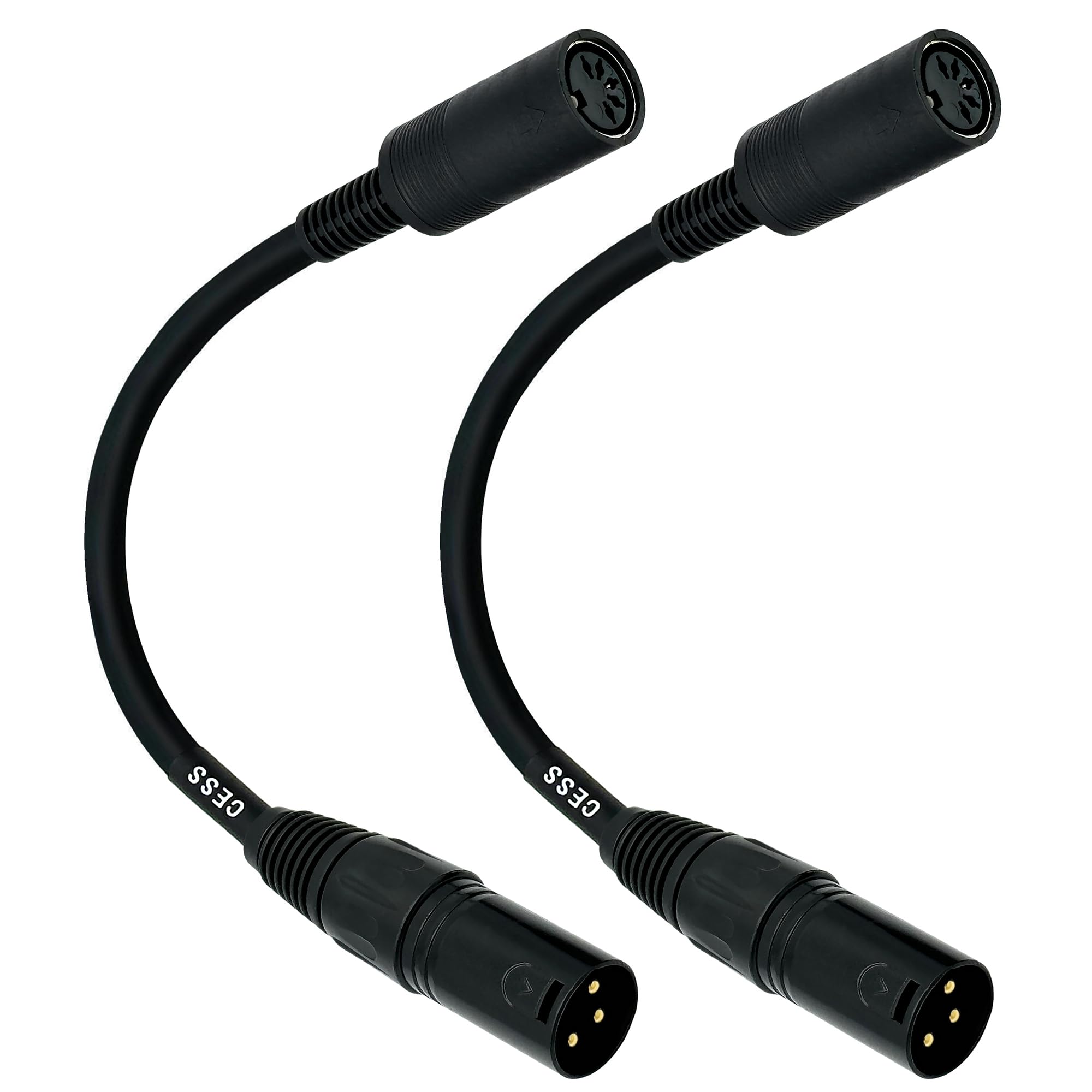 CESS-279 DIN 5-Pin MIDI Femelle vers XLR 3-Pin Male Adapter Cable - 15,2 cm Convertisseur Cordon pour Synthétiseurs, Claviers, Contrôleurs, Lot de 2