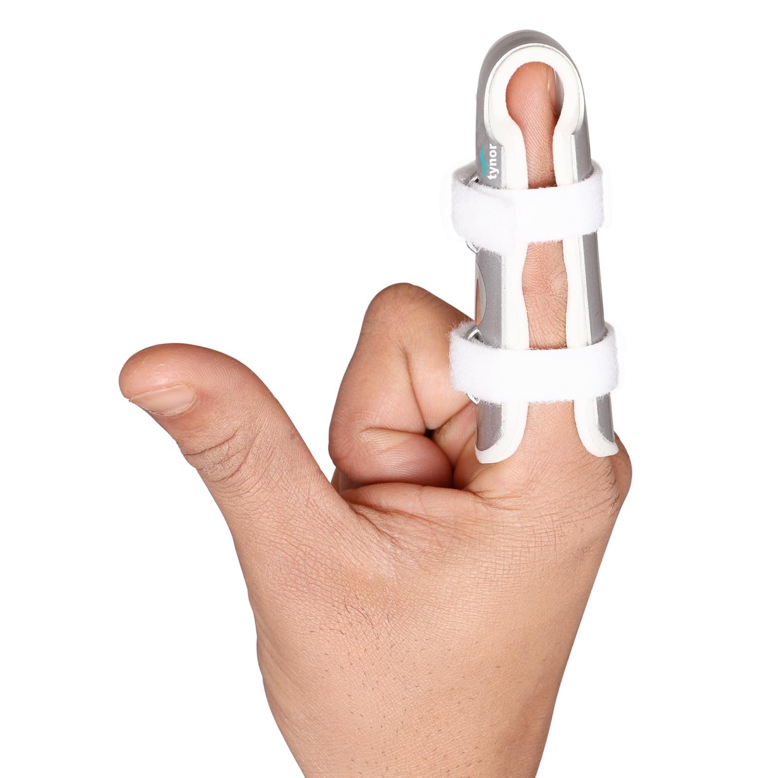 TYNOR Finger Cot, with Comfortable Protective Support for Finger Injuries | Fractures, Sprains & Recovery, Breathable and Lightweight Finger Splint for Men & Women | Pack of 1 (Silver, Large)-image-16