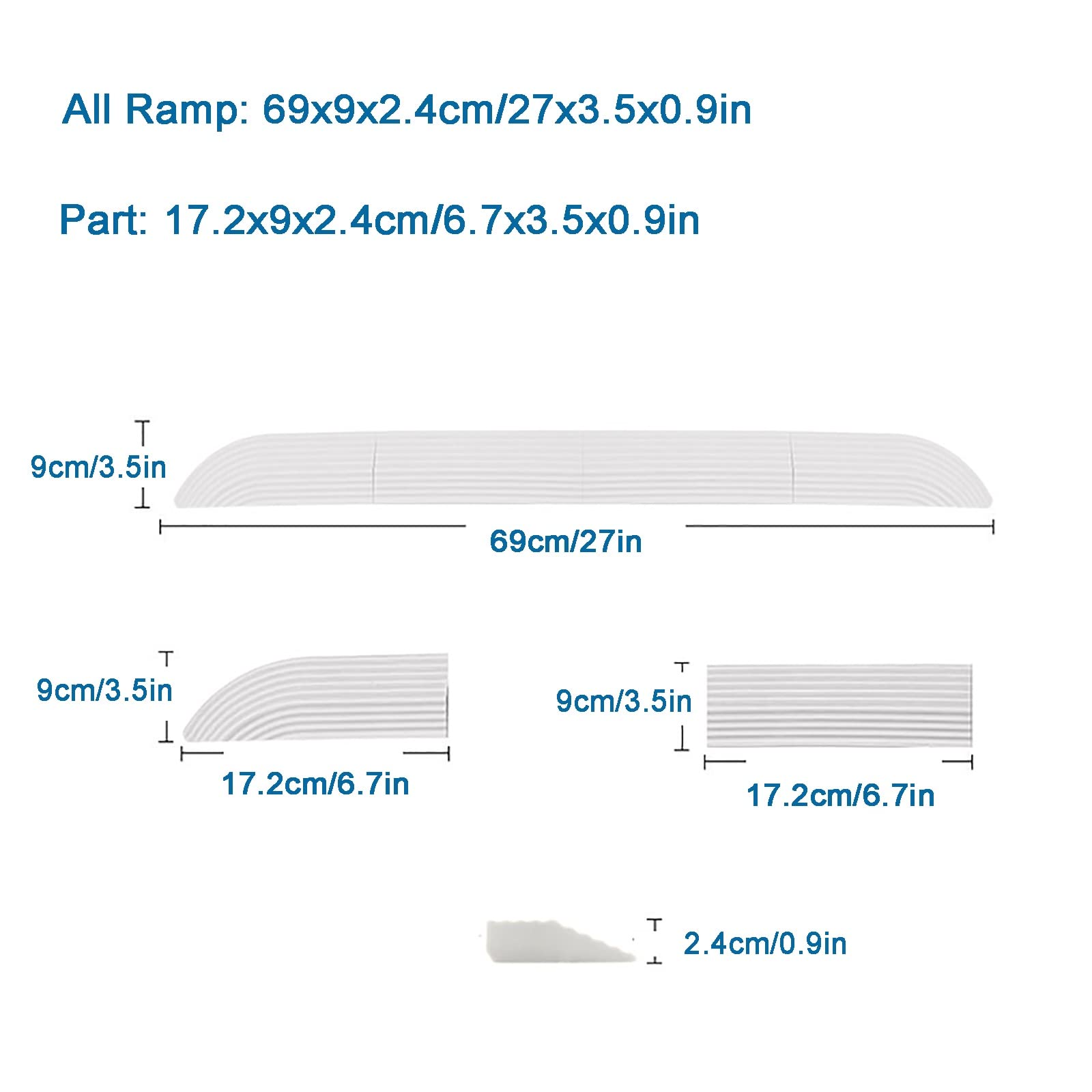 Rampa progowa na wózek inwalidzki, przenośna trójkątna rampa 69 cm, do użytku w pomieszczeniach, idealna do łazienki, na balkon, werandę, skuter, dostęp do roweru
