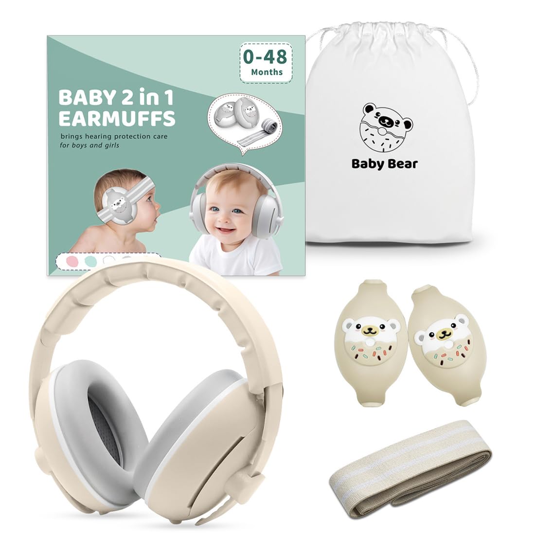 NHQZ Cuffie Neonato Antirumore, Cuffie Antirumore Neonato, Protettori acustici per neonati Superiore Ideale per il Sonno, Viaggi, Feste