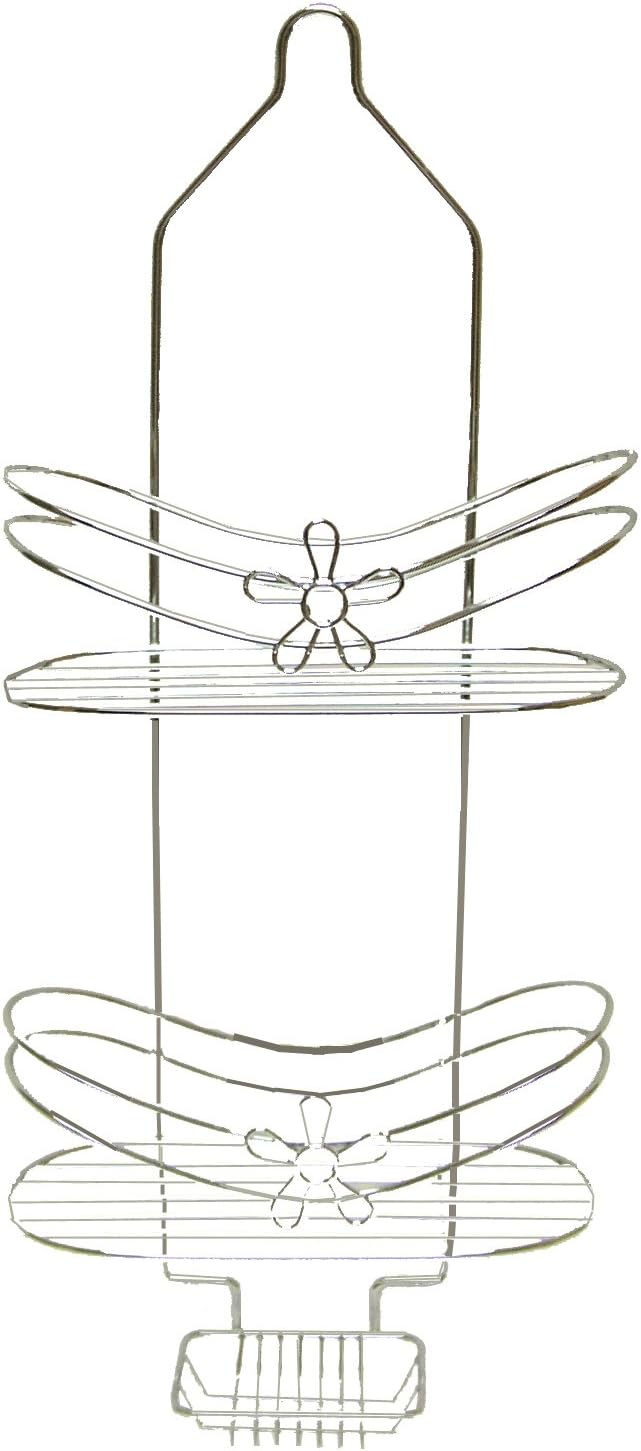 AQUATICO Petal Style 2-Tier Shower Caddy, Platinum