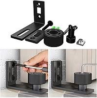 Vista 6 de Adjustable Floor Guide Sliding Barn Door Floor Guide Wall/Door Bottom Guide Black (Black 2-Pack)