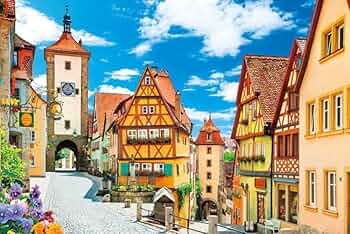 ヴィンテージ ドイツ ローテンブルグ 風景画 アート額装品 インテリア ヴィンテージ ドイツ ローテンブルグ 風景画 アート額装品