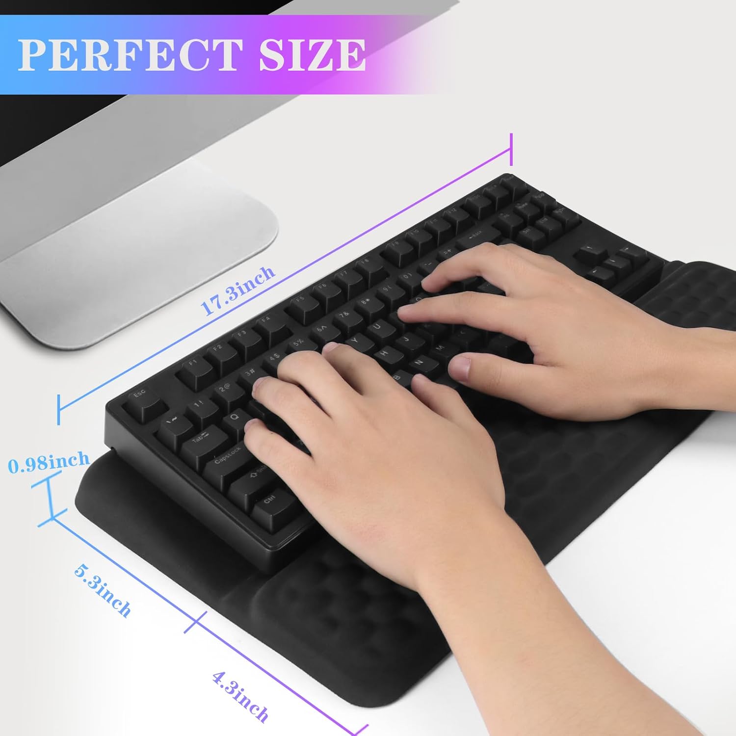 Computer Keyboard Stand with Wrist Rest, Ergonomic Tilted Keyboard Holder - Keyboard Riser with Wrist Pad - Keyboard Tray Support for Office Home - Black - Image 6