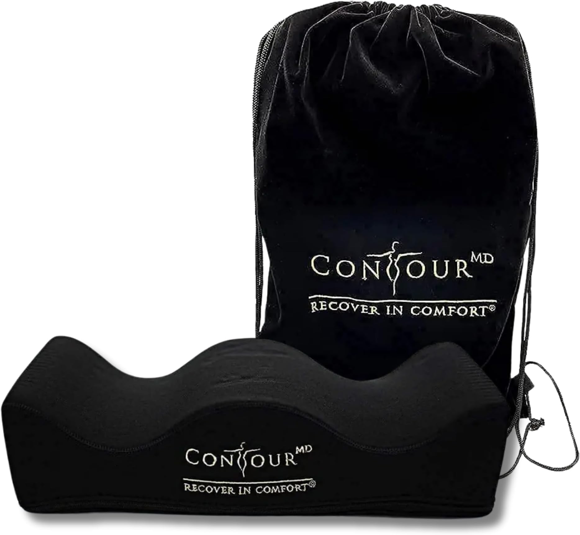 ContourMD BBL Pillow After Surgery – Butt Pillow for Sitting, Driving, or Office Chair – Lightweight Foam Cushion for Brazilian Butt Lift Recovery – BBL Post Surgery Supplies – Black Rectangle