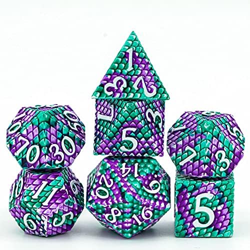 Cusdie Metal Dice Set, 7 Pcs DND Metal Dice, Pinwheel Design Polyhedral Dice Set, for Role Playing Game D&D Dice (Black Golden)