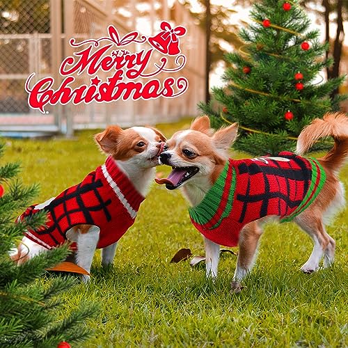 ABRRLO Weihnachten Hund Pullover hässlich Vintage Stricken Plaid Xmas Rentier Urlaub Festliche Hund Pullover Kleidung für kleine mittlere große Hunde Katze(Rentier,XL)