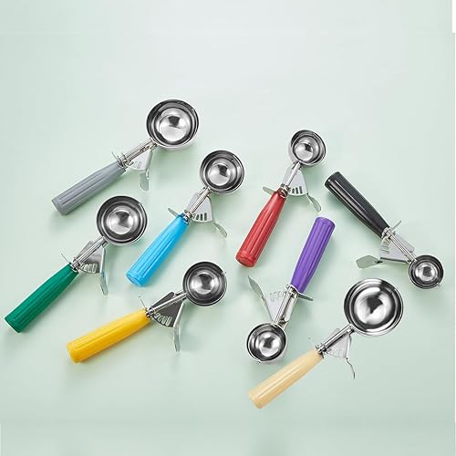 Miniatura 6 de Cuchara de porciones – #16 (2 oz) – Plato, cuchara para galletas, cuchara de alimentos, control de porciones, acero inoxidable 18/8, mango azul