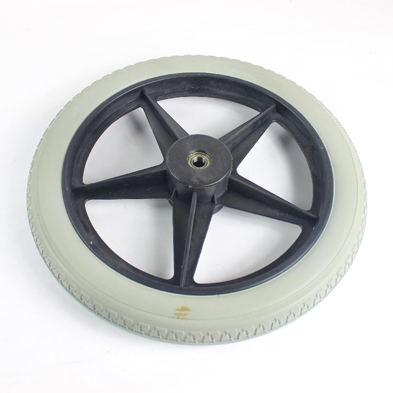 Rueda de Repuesto para Silla de Ruedas, 14 X 1,75 Pulgadas Rueda Trasera Sólida de Repuesto de PU para Ruedas Manuales para Sillas de Ruedas, Gris