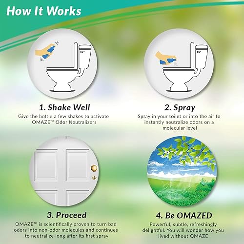 Miniatura 3 de OMAZE Mist N Go - Ambientador de inodoro, aroma a flores, 2 onzas líquidas, neutralizador de olores para inodoros