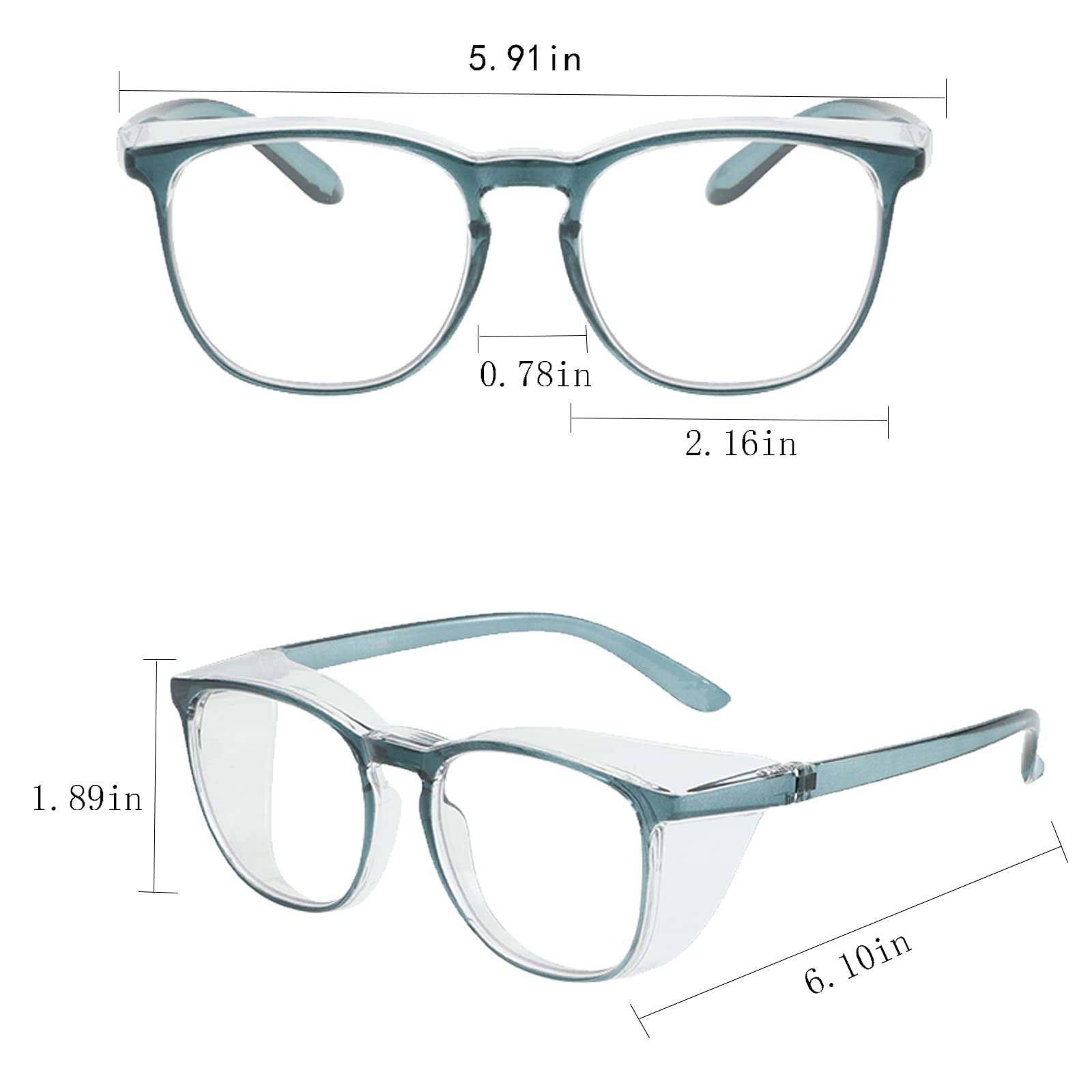 Gafas de seguridad para hombres, mujeres, enfermeras, antivaho, elegantes, cómodas, con protectores laterales, protección ocular para adultos