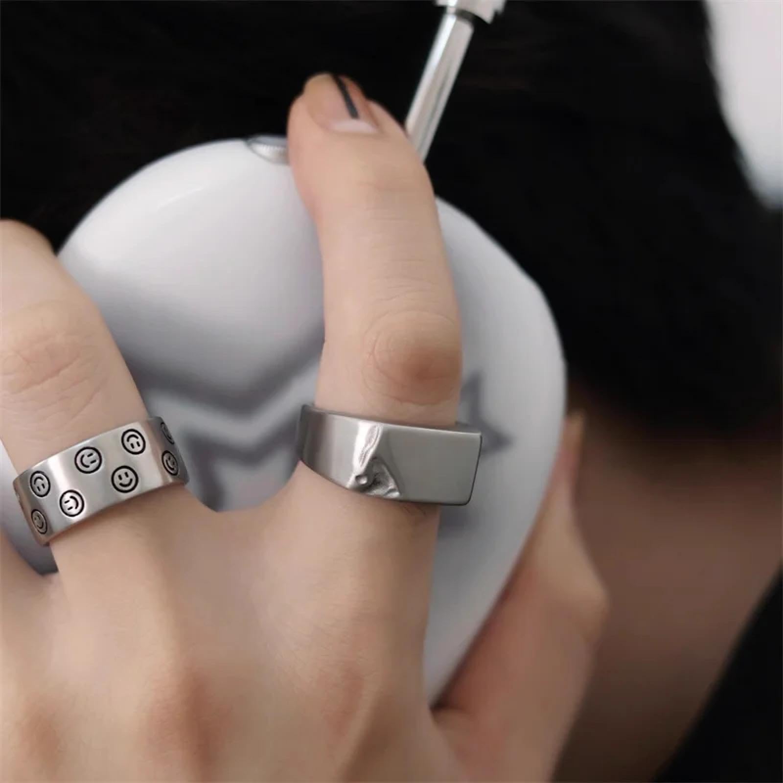 Ring Ringe Damen Bijouterie Herren Koreanischer Ins Fashion Design Square Broken Corner Ring Für Herren Und Damen High-End All-Match-Accessoires