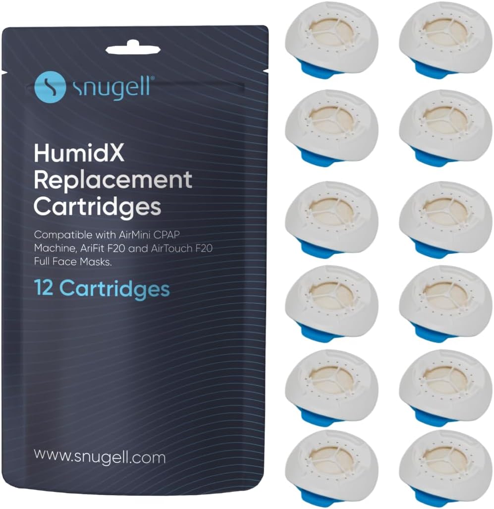 AirMini HumidX – 12-Pack Replacement Cartridges – Designed for ResMed AirMini CPAP Machines – Compatible with AirFit & AirTouch F20 Full-Face Masks – Enhances Humidity for Improved Comfort