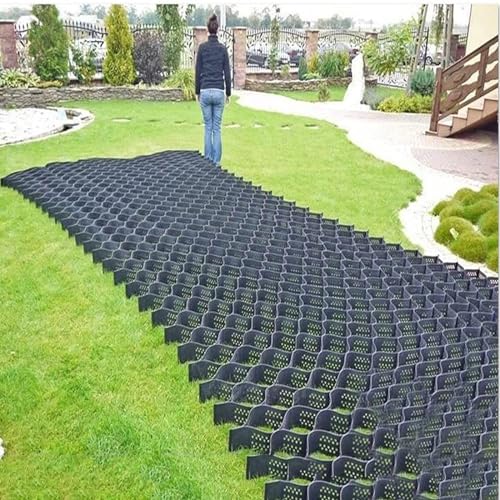 Rejilla de tierra de 2 pulgadas, celda geográfica de polietileno de alta densidad de 3.3 pies a 20 pies, capacidad de carga de 6600 libras, plegable y duradera, fácil instalación con guantes, ideal