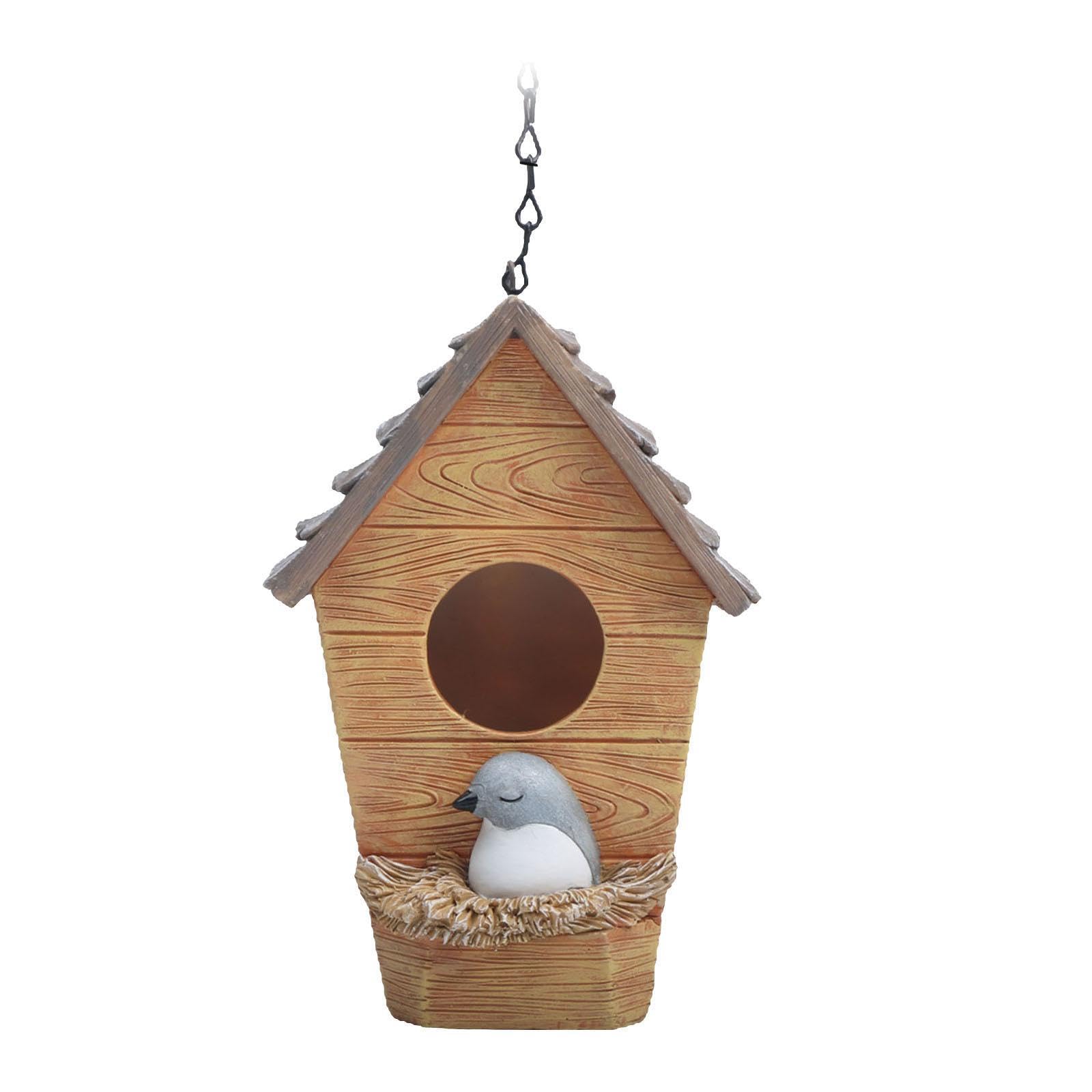 ALCXAZS Birdhouse Ornament Decorative Garden Piece Gift Idea Bird Lovers And Enthusiasts Decorative Birdhouse Is Made Of Premium Resin Yard Lawn Porch Bird