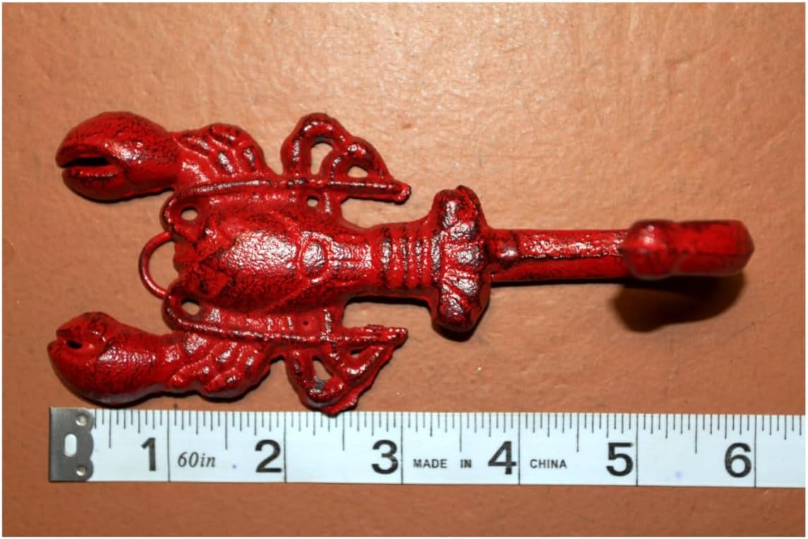 Home Decor 2 Decorative Lobster Wall Hooks, Hanging Storage, Food Themed Decor N-07 Boho Wall Hooks Rustic Metal Decorative Vintage Hangers For Indoor Outdoor Use Western Entryway