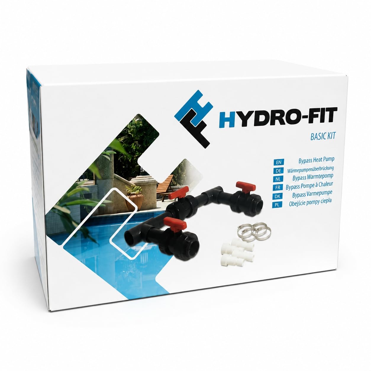 COIL Bypass-Kit für Schwimmbad-Wärmepumpen, universelles PVC 50 mm, Set mit 3 Kugelhähnen, Griffon-Kleber und Reiniger – Selbstmontage