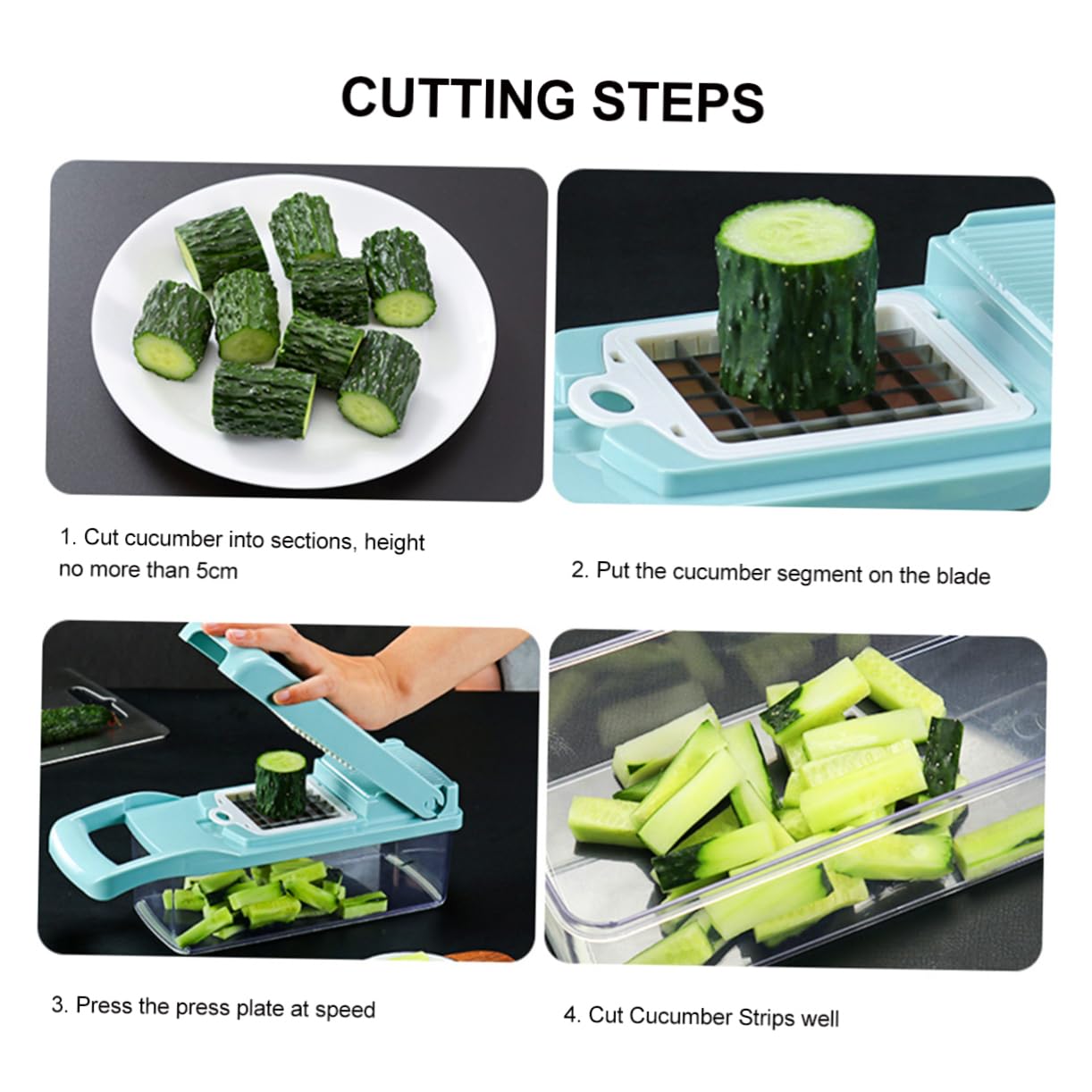 Cabilock Egg Separation Tool Vegetable Chopper 7 Slicing Blades Grater Easy to Clean Non-slip Base